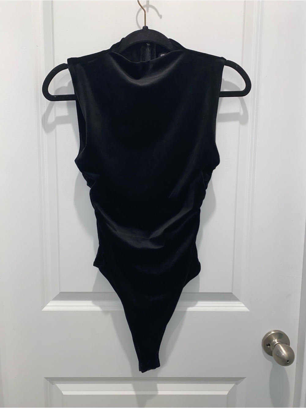 Steve Madden Black Velvet Cowl Neck Bodysuit